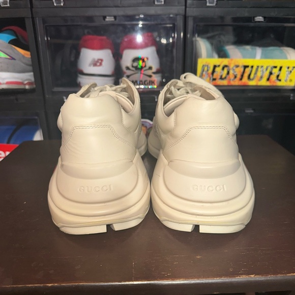 MEN'S RHYTON SNEAKER WITH GUCCI LOGO TAN SIZE MEN’s 11.5 - Picture 5 of 7
